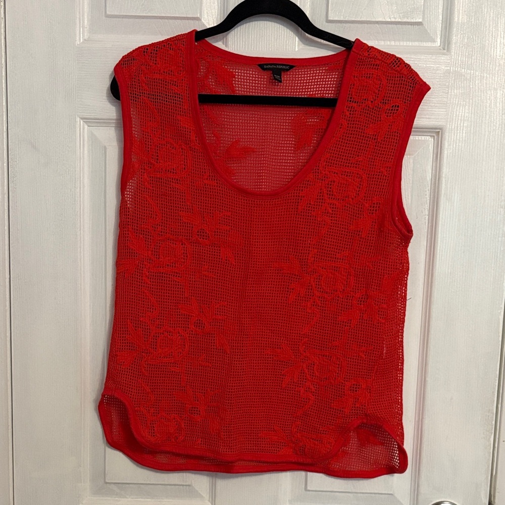 Banana Republic Red Lace Tank Top
